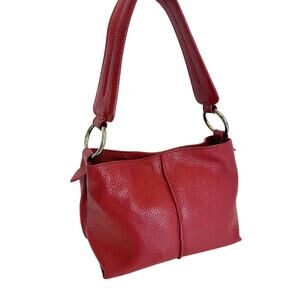 Furla Red Leather Slouchy Small Demi Shoulder Bag with Rings Made in Italy